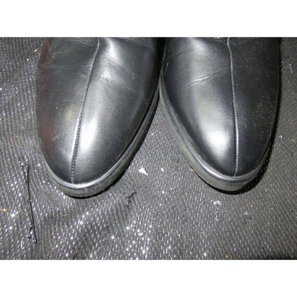 Newport News Easy Style Black Leather Buckle Embellished Heeled Ankle Booties 8 - Picture 2 of 16